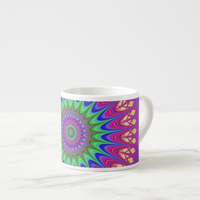 Tasse Expresso Mandala Geometry Psychedelic Retro Hippie (Devant droit)