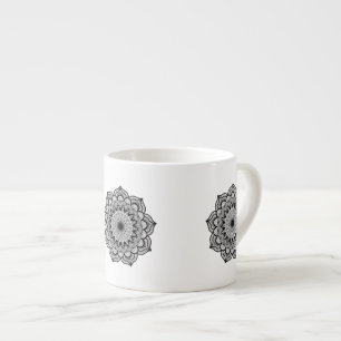 Tasse Expresso Mandala noir sur fond blanc