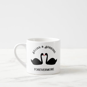 Tasse Expresso Mariage gothique Baiser Black Swans Personnalisé