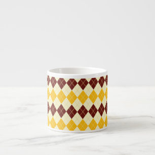 Tasse Expresso Marron - Jaune Motif Tartan Écossais