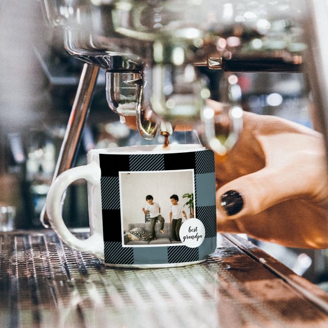 Tasse Expresso Meilleur Cadeau Grand-Père En Plaque Bleue Et Noir (Créateur téléchargé)