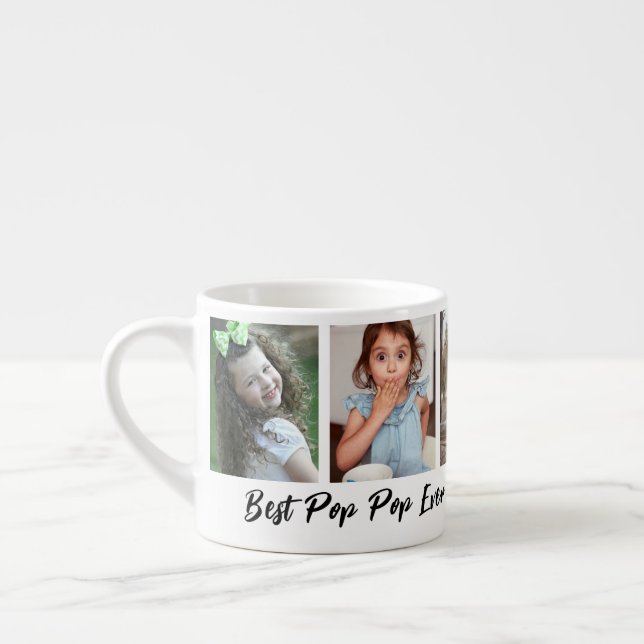 Tasse Expresso Meilleur Pop Pop Ever Grandchildren 5 Photo Collag (Gauche)