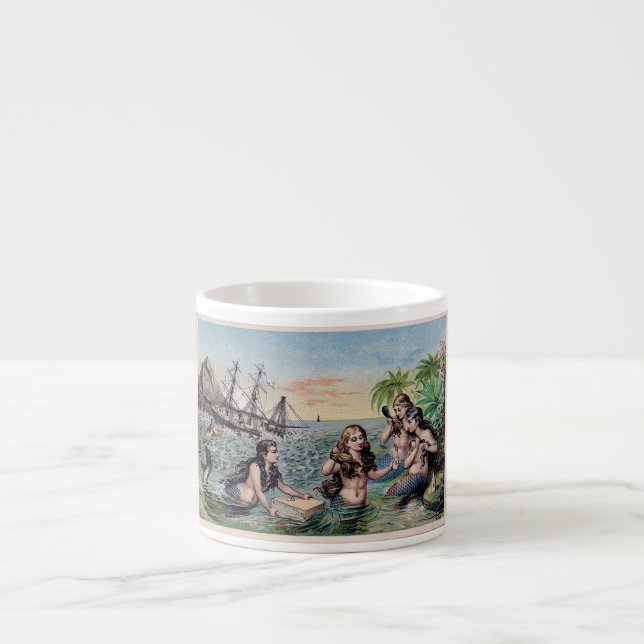 Tasse Expresso Mermaid Antique Magie Océan Nautique (Devant)