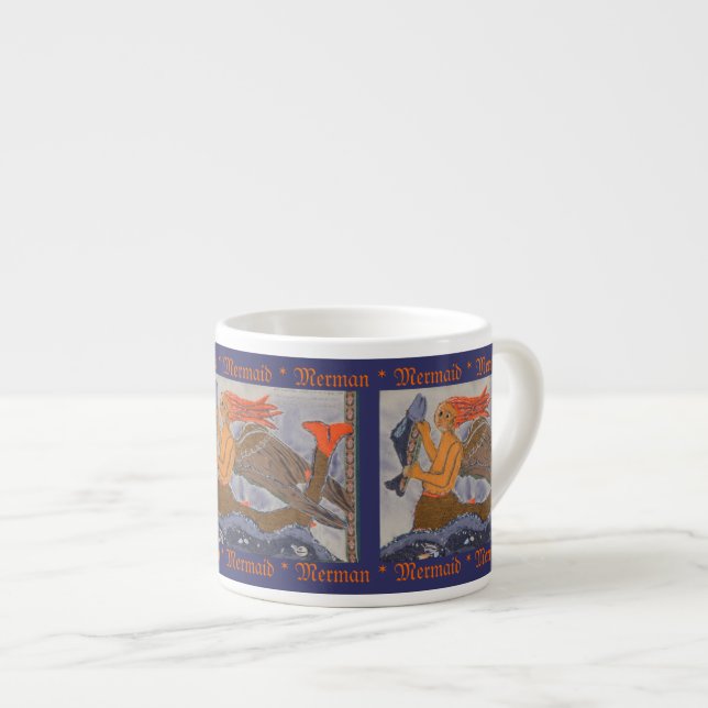 Tasse Expresso Merman médiéval/Mermaid (Devant droit)