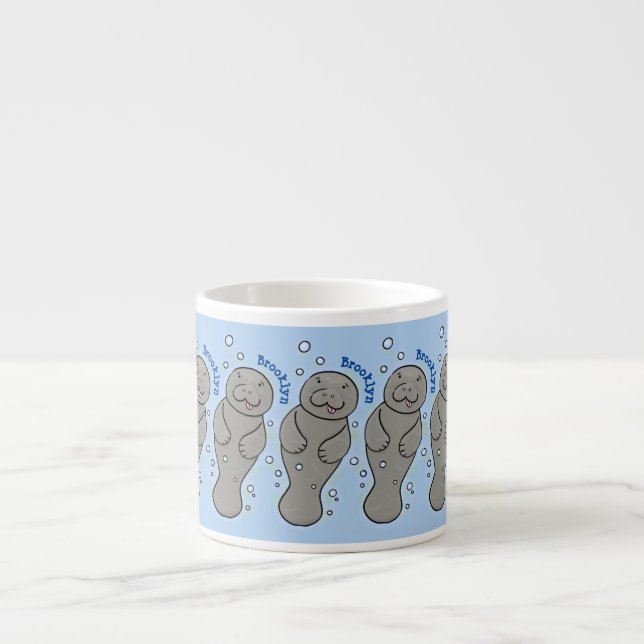 Tasse Expresso Mignonne manatée bébé avec bulles illustration (Devant)