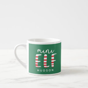 Tasse Expresso Mini elfe fête Noël rouge, vert et blanc