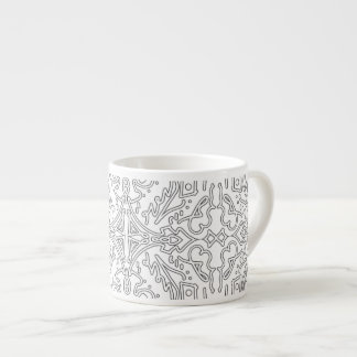 Tasse Expresso Minimalist Grey Floral Pattern