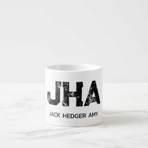 TASSE EXPRESSO MINIMALISTE NOIR MONOGRAMME À TROIS LETTRES NOM BL