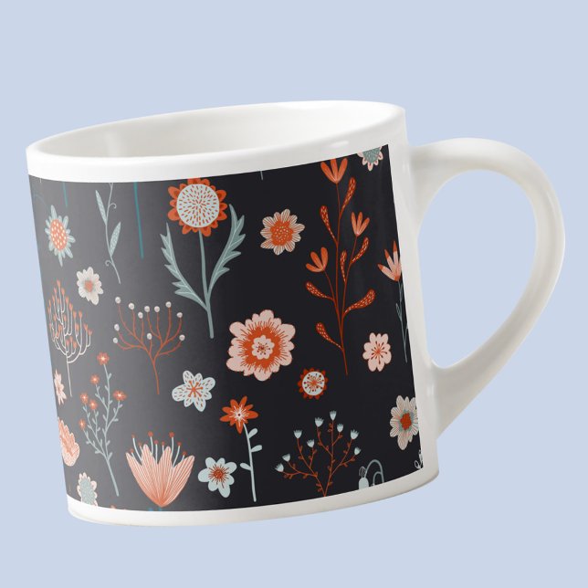 Tasse Expresso Moderne Floral sombre scandinave (Modern Scandinavian dark floral espresso cup)