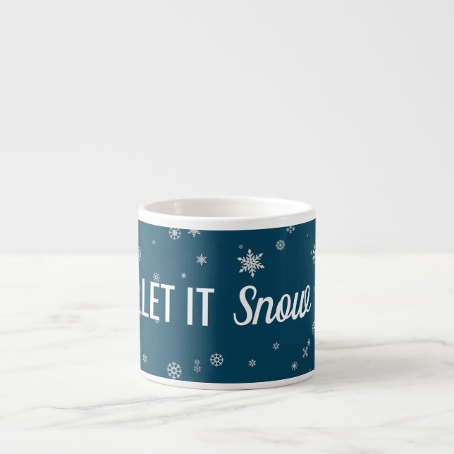 Tasse Expresso Moderne, laissez-le neiger bleu avec des flocons d (Devant)