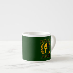 Tasse Expresso Molon Labe Spartan Mask Laurels sur Green