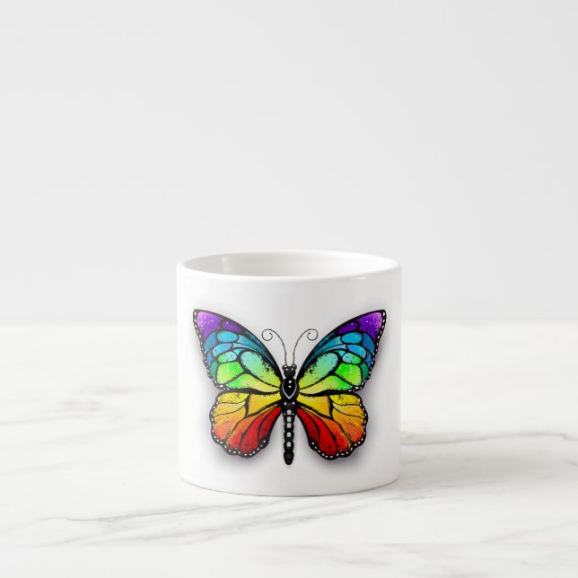 Tasse Expresso Monarque papillon arc-en-ciel (Devant)