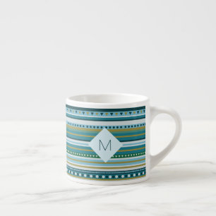 Tasse Expresso Monogram Tribal Turquoise Blue Motif Espresso Mug