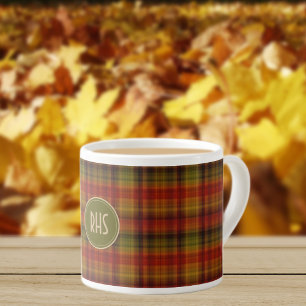 Tasse Expresso Monogramme, automne Plaid Motif 6oz Espresso Cup