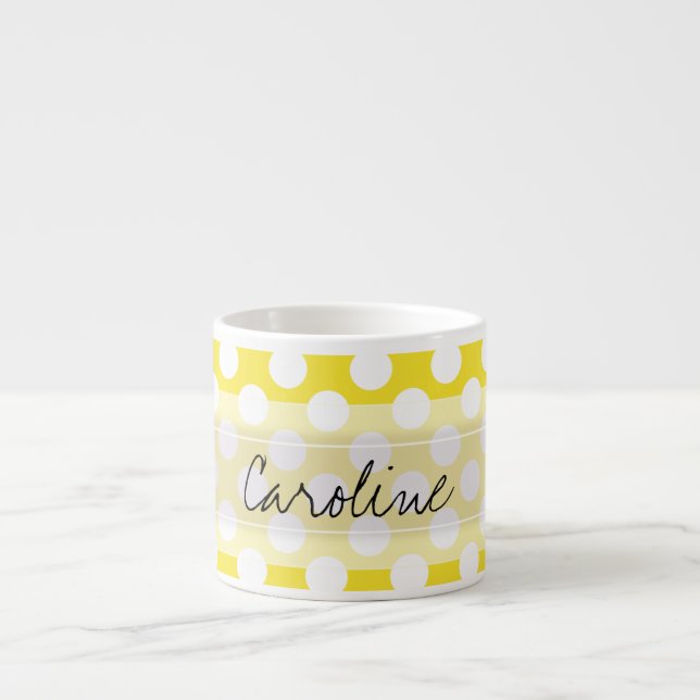 Tasse Expresso Monogramme Blanc Jaune Tendance Motif de Poche Fun (Devant)