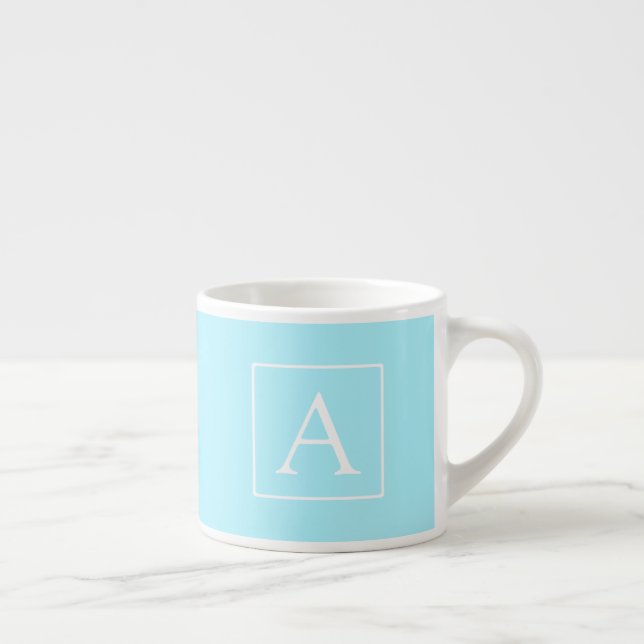 Tasse Expresso Monogramme bleu ciel simple (Droite)