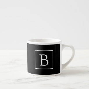 Tasse Expresso Monogramme Classique Simple Noir avec Texte Blan