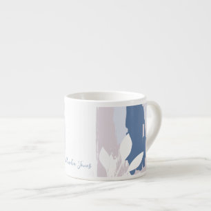 Tasse Expresso Monogramme de nom aux coups de pinceau abstraits r