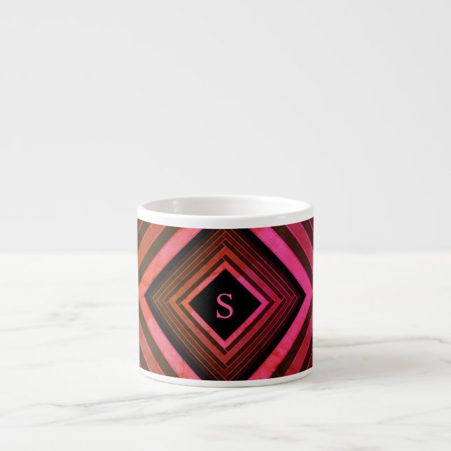 Tasse Expresso Monogramme géométrique rose rustique Carré moderne (Devant)