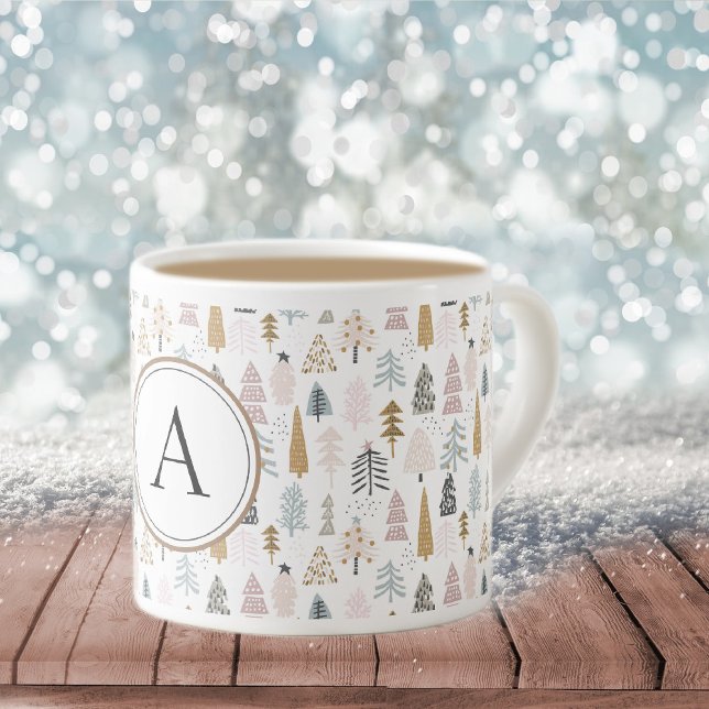 Tasse Expresso Monogramme Pays Arbres de Noël 6oz (Créateur téléchargé)