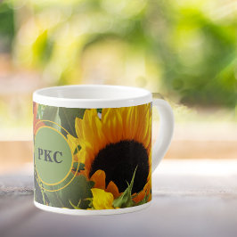 Tasse Expresso Monogramme Tournesol Imprimer Coupe d'Espresso 6oz