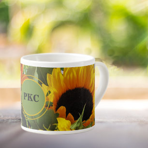 Tasse Expresso Monogramme Tournesol Imprimer Coupe d'Espresso 6oz