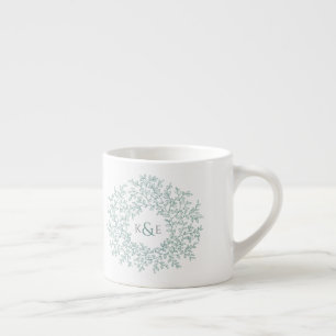 Tasse Expresso Monogrammes de cadeau de mariage de cercle de feui