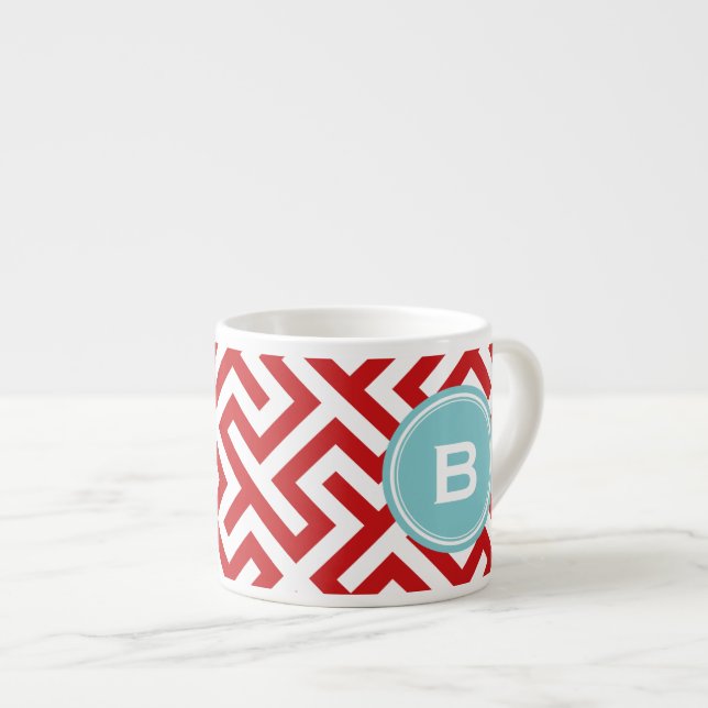 Tasse Expresso Monographie de motifs géométriques à clé rouge mod (Devant droit)