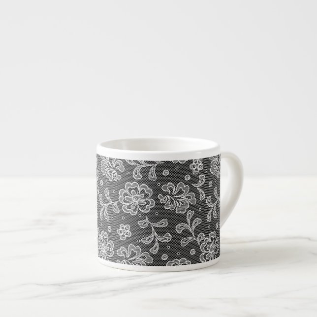 Tasse Expresso Motif 1 de tissu de dentelle (Devant droit)