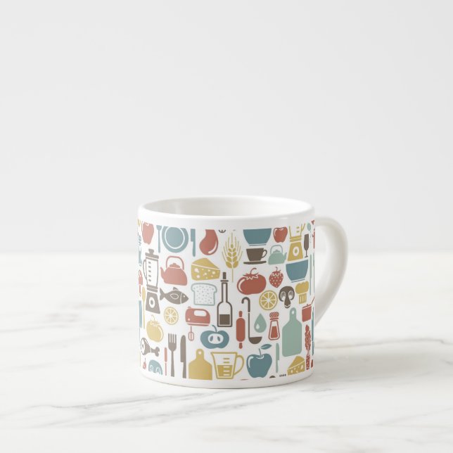 Tasse Expresso Motif avec des icônes de cuisine (Devant droit)