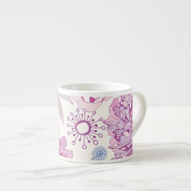 Tasse Expresso Motif avec les fleurs roses (Devant droit)