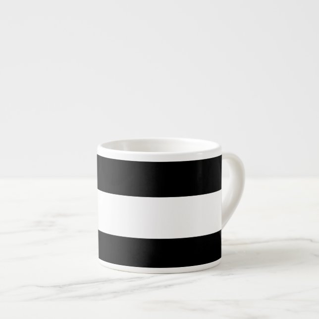 Tasse Expresso Motif blanc noir moderne de rayures (Devant droit)