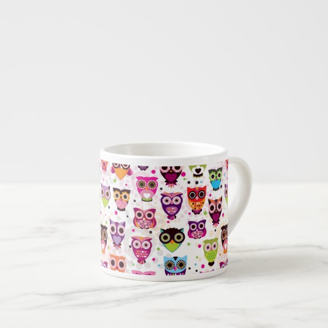 Tasse Expresso Motif coloré de hibou pour les enfants 2 (Devant droit)