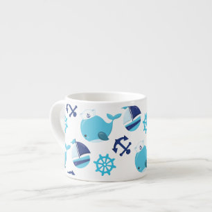 Tasse Expresso Motif De Baleines, Beaux Baleines, Baleines Bleues