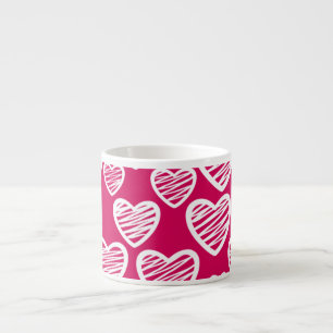 Tasse Expresso Motif de coeur Gras Rouge et Blanc Scribble