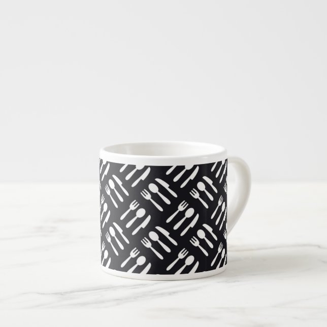 Tasse Expresso Motif de couteau de cuillère de fourchette (Devant droit)