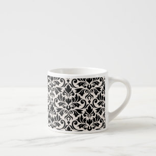 Tasse Expresso Motif de Damas en plein épanouissement Noir sur Cr