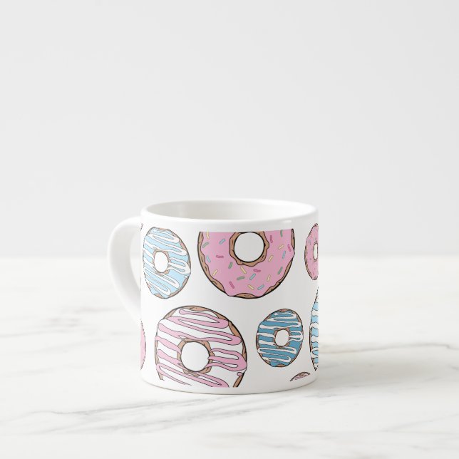 Tasse Expresso Motif De Donuts, Donuts Roses, Donuts Bleus (Devant gauche)