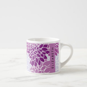 Tasse Expresso Motif De Fleurs, Dahlia Violet, Votre Nom