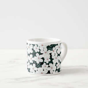 Tasse Expresso Motif de fleurs tropical blanc