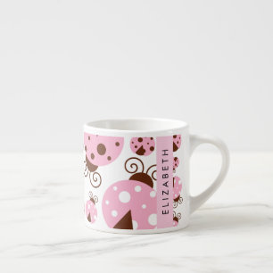 Tasse Expresso Motif De Ladybugs, Ladybugs Rose, Votre Nom
