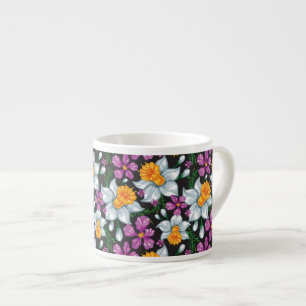 Tasse Expresso Motif d'élégance avec les fleurs 2 de narcisse