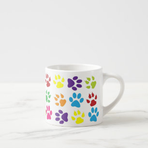 Tasse Expresso Motif d'empreintes de pattes colorées vives