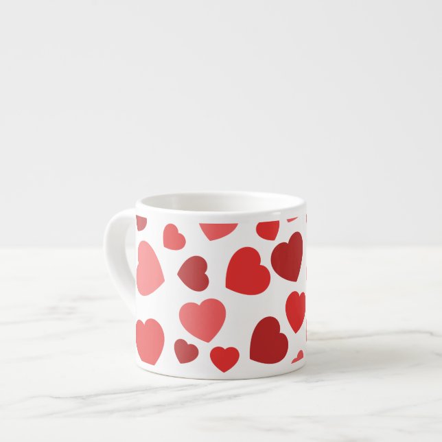 Tasse Expresso Motif Des Coeurs, Coeurs Rouges, Motif Des Coeurs (Devant gauche)