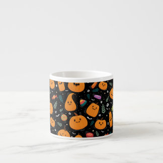 Tasse Expresso Motif d'Halloween avec bonbon et Motif noir