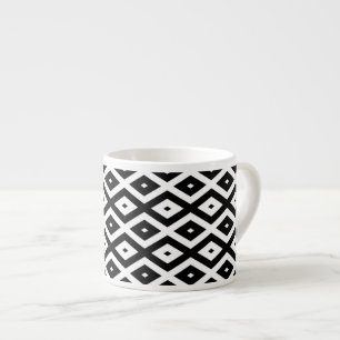 Tasse Expresso Motif diamant noir et blanc