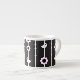 Tasse Expresso motif d'oiseau et de fleurs