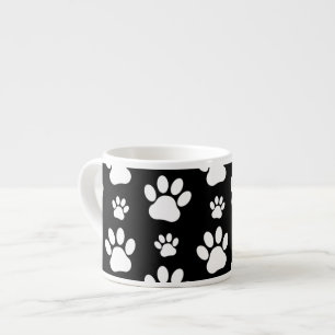 Tasse Expresso Motif, Empreintes de pattes, pattes de chien, noir