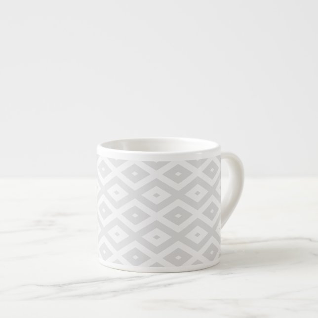 Tasse Expresso Motif en diamant gris clair et blanc (Devant droit)