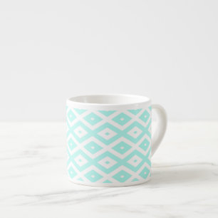 Tasse Expresso Motif en diamant Turquoise et blanc